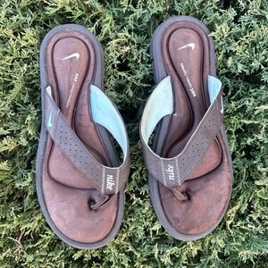 Nike Comfort Footbed Flip Flops Women's Size 9 Pink Brown Thong Sandals